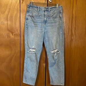 Distressed mom jeans